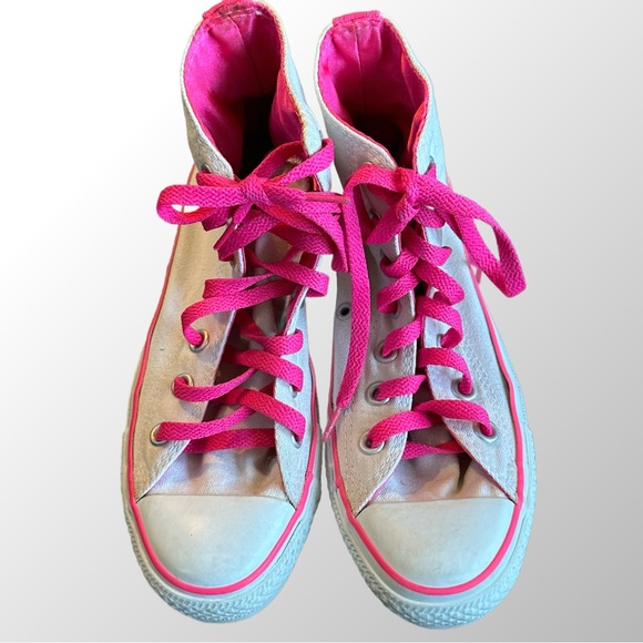 Converse Chuck Taylor All Star Specialty High Top Cream & Pink Sneakers, Size 6 - Picture 3 of 8